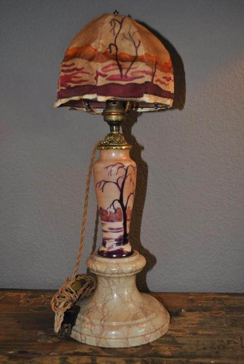 Art Nouveau opaline glazen bureaulamp gesigneerd GAUTHIER, Antiek en Kunst, Antiek | Verlichting, Ophalen of Verzenden