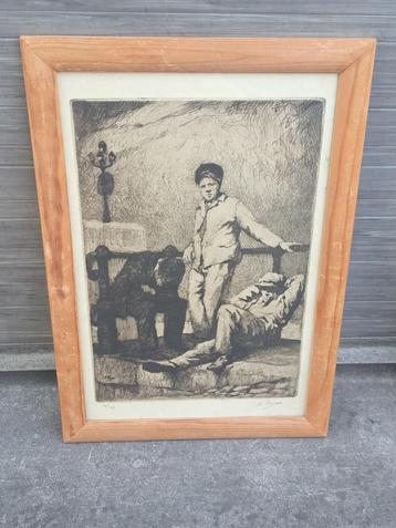gravure rats de quais signe kurt peiser beschikbaar voor biedingen