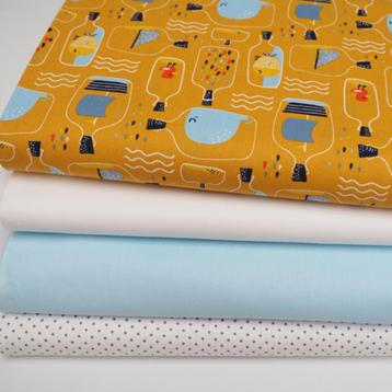 60912) 148x50cm katoen boodschap fles oker / effen blauw wit beschikbaar voor biedingen