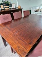 Koloniale massieve tafel (181 cm/91cm) en 6 stoelen, Huis en Inrichting, Tafels | Eettafels, Ophalen, Gebruikt, Koloniaal, 50 tot 100 cm