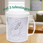 kleur je eigen beker - unicorn - met 3 tekeningen, Verzenden, Nieuw, Overige typen