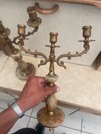 Twee kandelaars marmer en koper, Antiek en Kunst, Ophalen