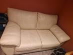 Wit lederen tweezit, Huis en Inrichting, Ophalen, Gebruikt