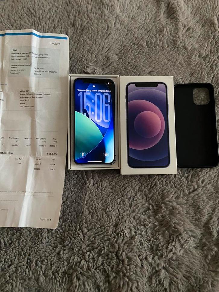 iPhone 12 mini 128 gigaoctets couleur violette, Télécoms, Téléphonie mobile | Apple iPhone, iPhone 12 Mini, Enlèvement