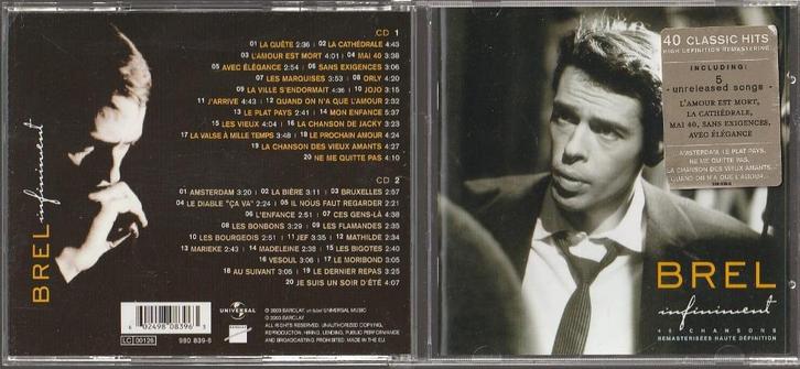 Jacques Brel - Infiniment Best Of Jacques Brel 2CD, CD & DVD, CD | Francophone, Comme neuf, Envoi