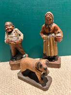 Driedelig houtsnijwerk uit het Anri atelier., Antiek en Kunst, Ophalen of Verzenden