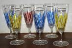 Set 6 retro glazen op voet, 16 cm, Ophalen of Verzenden, Huis en Inrichting