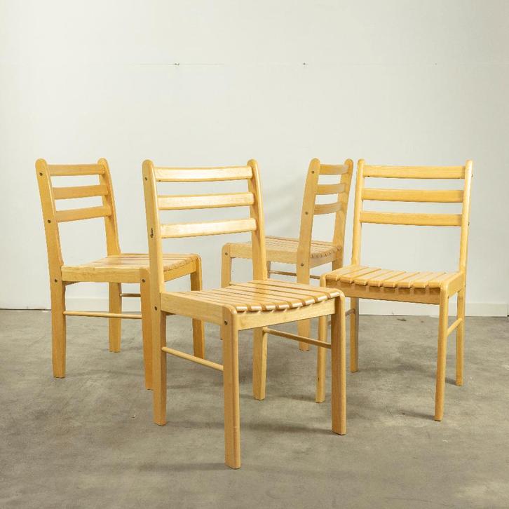 Prachtige set beukenhouten stoelen (4), Huis en Inrichting, Stoelen, Gebruikt, Vier, Hout, Ophalen of Verzenden