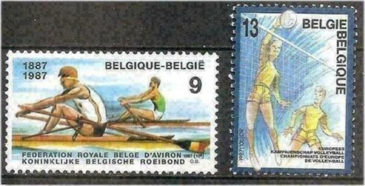 Belgique 1987 - Yvert/OBP 2259-2260 - Aviron et volley- (PF), Timbres & Monnaies, Timbres | Europe | Belgique, Non oblitéré, Sport