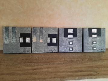 set van 4 abstracte moderne canvassen beschikbaar voor biedingen