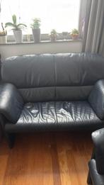 Jori 2 zit + 3 zit blauw leder, Huis en Inrichting, Zetels | Zetels, Ophalen, Gebruikt, 150 tot 200 cm, Rechte bank
