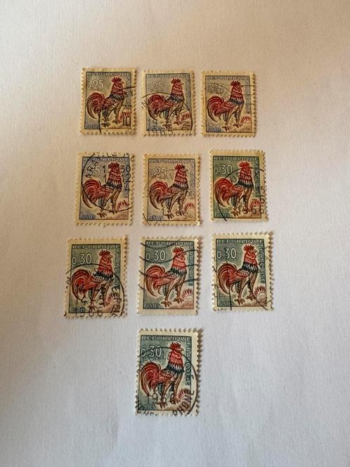 Lot 10 postzegels Coq de Decaris (Frankrijk), in de jaren 60, Postzegels en Munten, Postzegels | Europa | Frankrijk, Ophalen of Verzenden