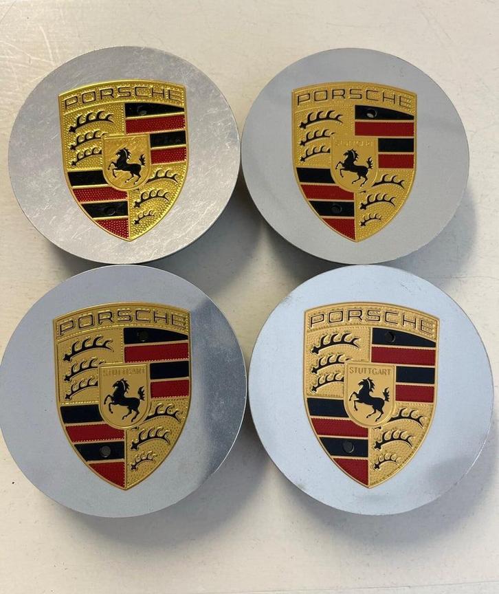 Originele Porsche naafdoppen zilver chrome met kleur logo, Autos : Pièces & Accessoires, Autres pièces automobiles, Enlèvement ou Envoi