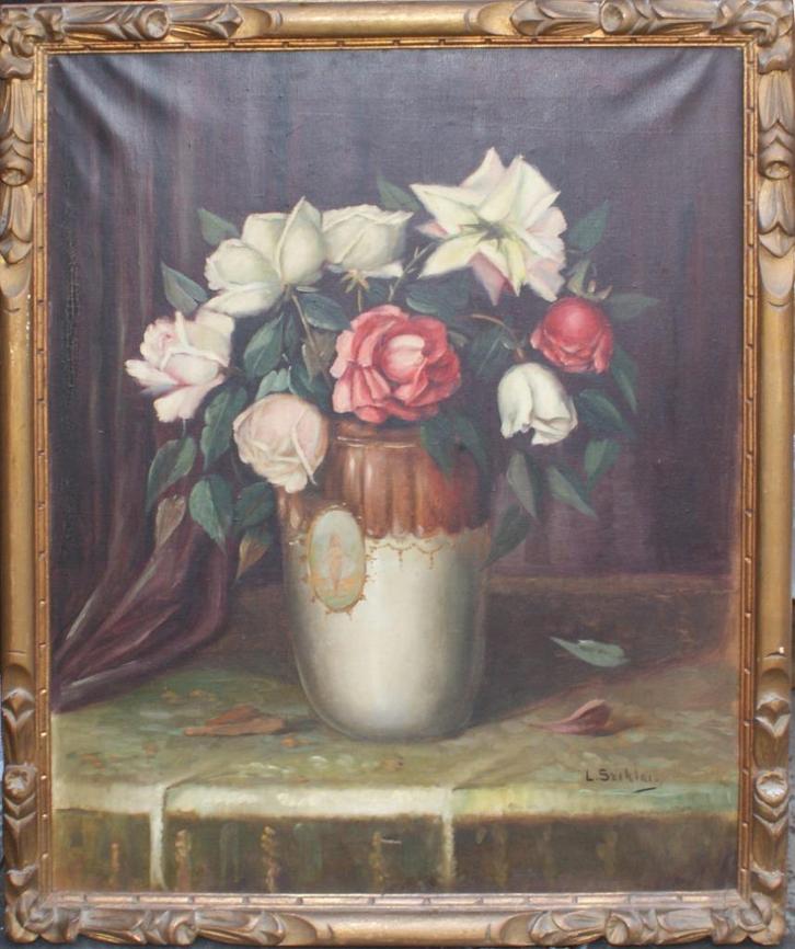 Lajos Sziklai (1879-1947): Bloemenstilleven (O/D, 57 x 69cm), Antiquités & Art, Art | Peinture | Classique, Enlèvement ou Envoi
