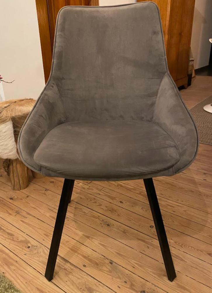 8 chaises style scandinave - aspect velours gris souris, Maison & Meubles, Chaises, Utilisé, Cinq, Six Chaises ou plus, Métal