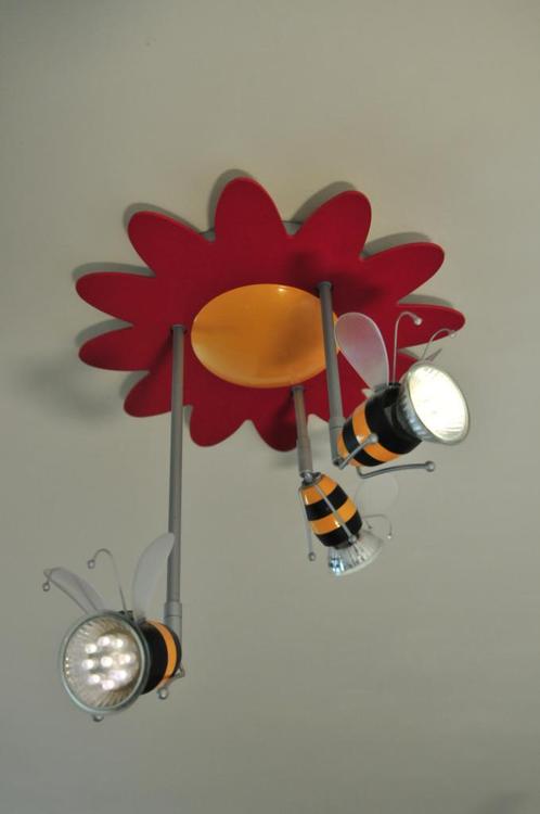 2 Plafonniers fleur/abeilles pour chambre d'enfant, Huis en Inrichting, Lampen | Plafondlampen, Gebruikt, Hout, Kunststof, Metaal