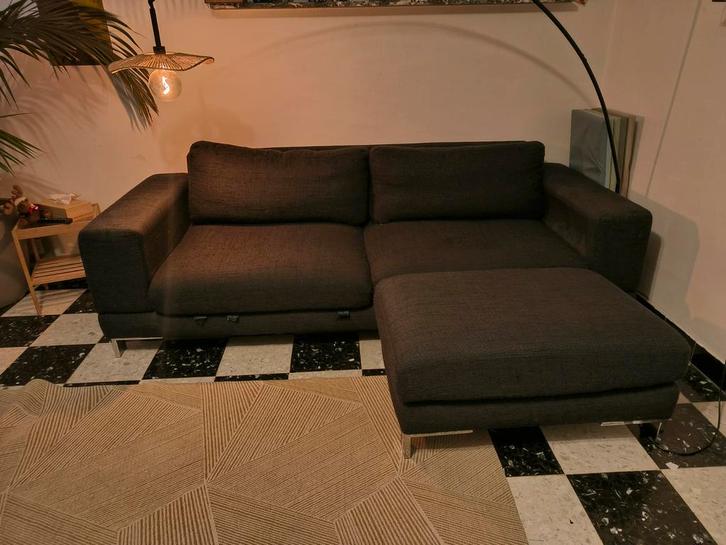 Canapé 2–3 places + ottoman détachable – À donner, Huis en Inrichting, Zetels | Zetels en Chaises Longues, Gebruikt, Stof, Ophalen