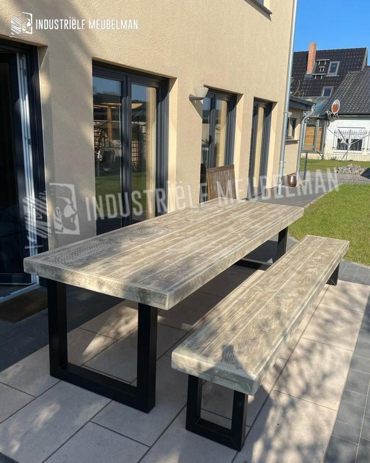 Steigerhout Eettafel Zitbank Tuintafel Terras Tafel Bartafel, Tuin en Terras, Tuinsets en Loungesets, Nieuw, Tuinset, Steigerhout