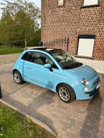 Fiat 500 cabrio (handgeschakeld) 92000km, Auto's, Fiat, Beige, Cabriolet, Blauw, Leder en Stof