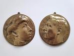 Deux médailles en bronze Albert et Elisabeth, Autres types, Utilisé, Enlèvement ou Envoi