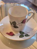 12-delige espressoset met bloemenkoppen en -schotels, Verzamelen, Porselein, Kristal en Bestek, Gebruikt, Porselein, Kop en/of schotel