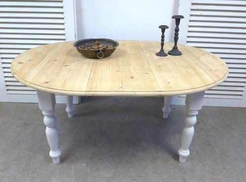 Belle table à manger extensible ronde rurale blanche 120 -20, Maison & Meubles, Tables | Tables à manger, Comme neuf, 100 à 150 cm