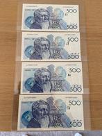 4 biljetten België 500 fr meunier, Postzegels en Munten, Bankbiljetten | België, Ophalen of Verzenden, Setje
