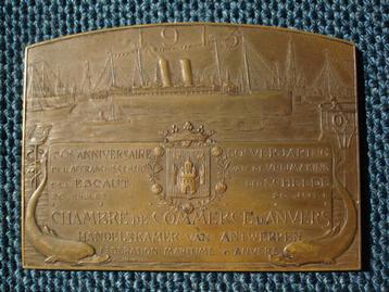 1913 brons medaille ALF. MAUQUOY ANTWERPEN 50J SCHELDE beschikbaar voor biedingen