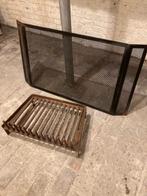 haardscherm + haardrooster, Huis en Inrichting, Haarden, Ophalen, Gebruikt, Vrijstaande haard, Houthaard