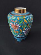 H becquet quaregnon , vaas,  blauw en goud perfecte staat, Ophalen of Verzenden