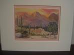 ingekleurde ets Heidi Rosner Saguaro Sunset, Antiek en Kunst, Kunst | Etsen en Gravures, Ophalen of Verzenden