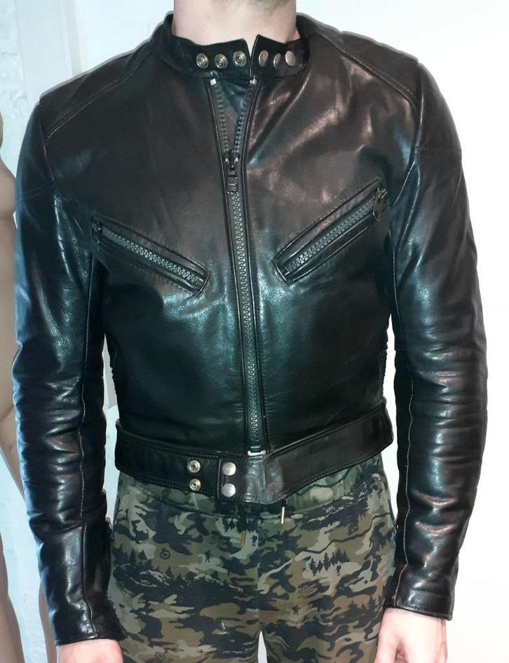 Jas heren zwart leder TT Leathers S vintage '60-70, Kleding | Heren, Jassen | Winter, Nieuw, Maat 46 (S) of kleiner, Zwart, Verzenden