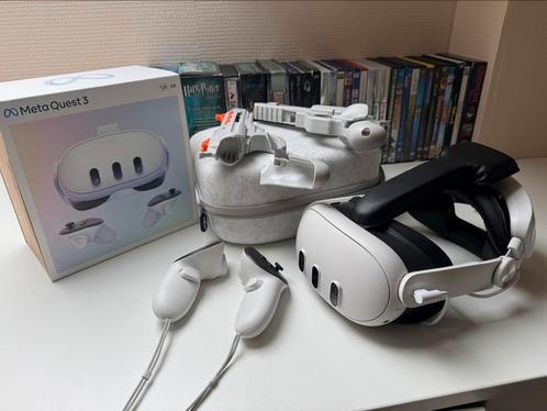 Meta quest 3 + elite strap en accesoires., Games en Spelcomputers, Virtual Reality, Zo goed als nieuw, Ophalen of Verzenden