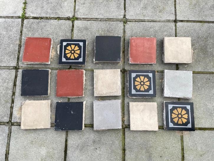Te koop: 15m2 Authentieke cementtegels uit circa 1900, Doe-het-zelf en Bouw, Tegels, Gebruikt, Vloertegels, 20 tot 40 cm, 20 tot 40 cm