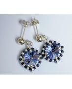 Boucles d'oreilles rondes bleues et blanches, Overige materialen, Hangers, Blauw, Nieuw