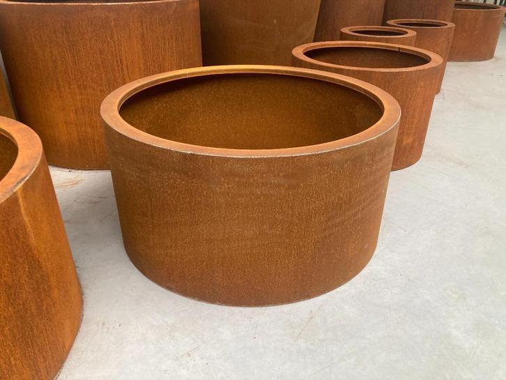 Rond Ø800xh400mm-CortenStaal Bloembak-MetAgarden, Tuin en Terras, Bloembakken en Plantenbakken, Nieuw, Metaal, Balkon, Tuin, 30 tot 60 cm