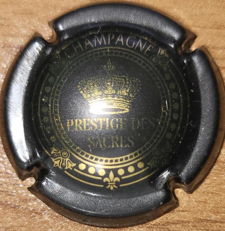 Champagnecapsule PRESTIGE DES SACRES antraciet & goud nr.11, Verzamelen, Wijnen, Nieuw, Champagne, Frankrijk, Ophalen of Verzenden