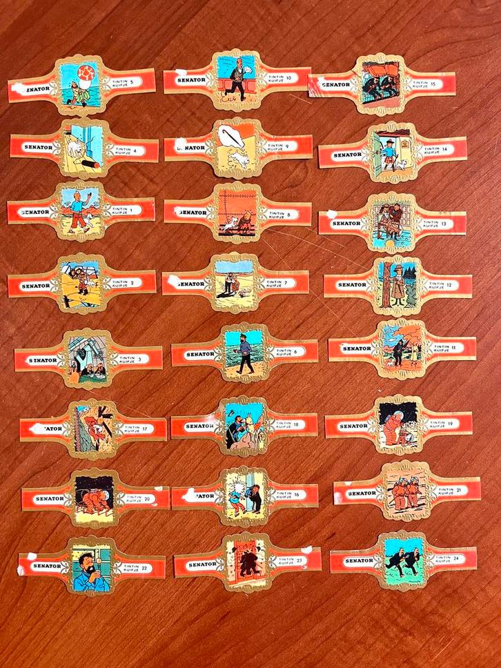Tintin 24 Senator sigaarringen, Verzamelen, Rookartikelen, Aanstekers en Luciferdoosjes, Zo goed als nieuw, Sigarenbandjes, Ophalen of Verzenden