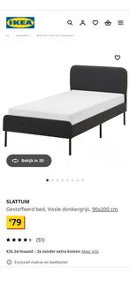 1 persoon bed 90 x2m zwart met latofllex erbij zonder matras, Ophalen, Zo goed als nieuw, Zwart