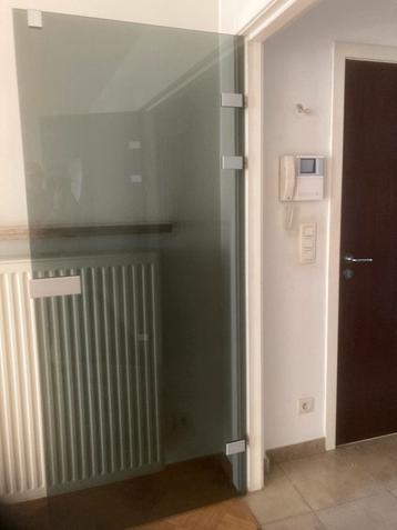 Dubbele glazen deur donkergekleurd glas 2 x 0,85m op 2m hoog beschikbaar voor biedingen
