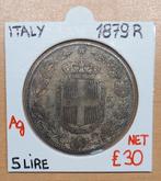 5  LIRE   1879R    ITALIE    ZILVER    € 30, Ophalen of Verzenden, Italië, Losse munt, Zilver