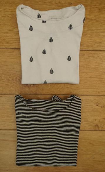 2 longsleeves little label, maat 110 - 116 beschikbaar voor biedingen