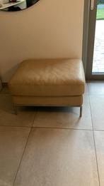 Voetbank / poef van beige leer, Huis en Inrichting, Ophalen, Gebruikt, Leer