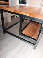 salontafel mango hout , bruin blad stalen poten. nieuw staat, Huis en Inrichting, Ophalen, Zo goed als nieuw