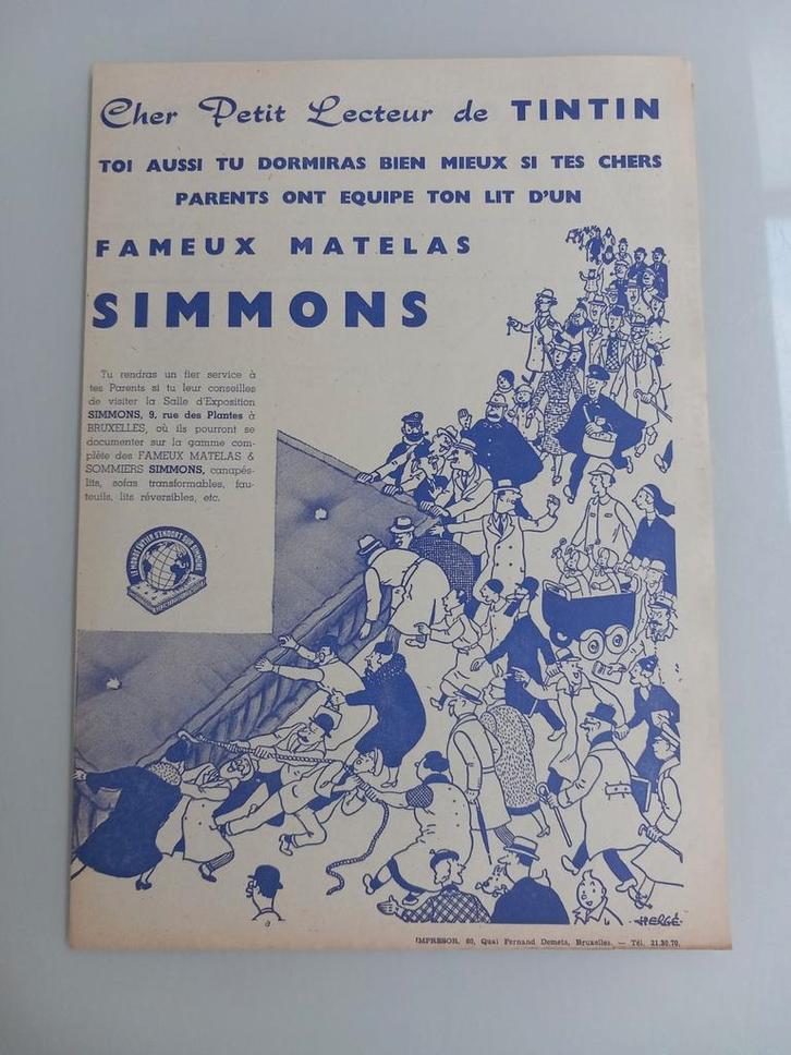 Tintin Hergé - reclame blad 1950, Boeken, Stripverhalen, Zo goed als nieuw, Ophalen of Verzenden