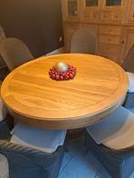 Ronde eiken tafel  135 - 180 cm (uitbreidbaar), Huis en Inrichting, Tafels | Eettafels, Ophalen, Zo goed als nieuw
