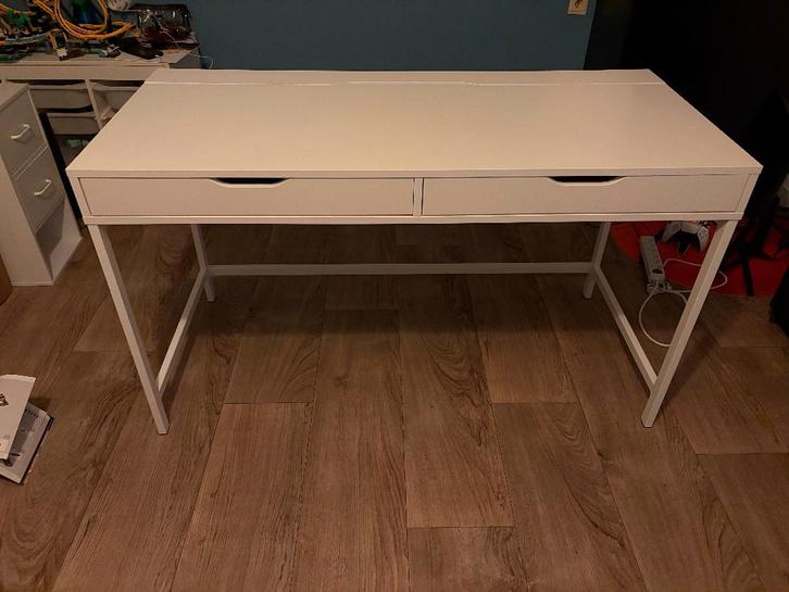 Bureau IKEA ALEX – Blanc – Gestion des câbles & tiroirs, Maison & Meubles, Bureaux, Comme neuf, Bureau, Enlèvement