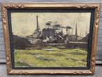Huile sur panneau l Usine signe Albert mascaux, Ophalen of Verzenden