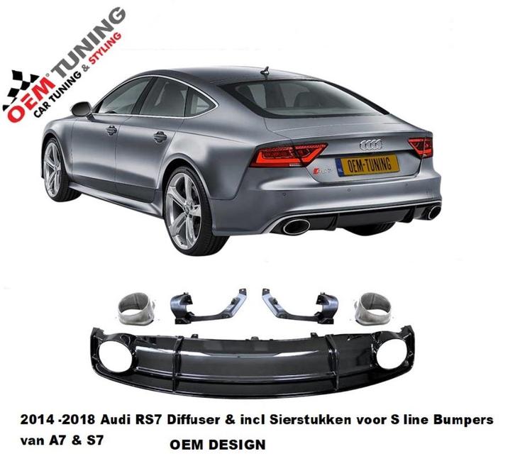 A7 S7 Diffuser | RS7 Design | 2014 – 2018 | voor s line | ch, Auto-onderdelen, Carrosserie, Bumper, Audi, Achter, Nieuw, Ophalen of Verzenden
