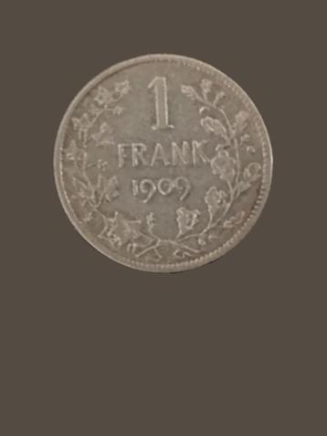 Zilveren Belgische 1 Franc 1909 